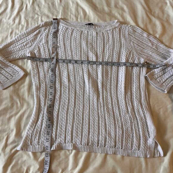 Talbots Petite White Linen Knit Sweater Top Sz LP Preppy Quiet Luxury Old Money - Picture 8 of 8